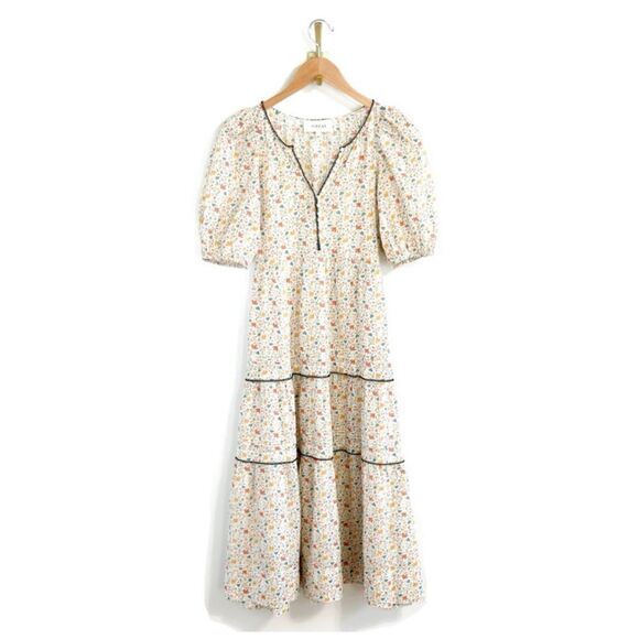 THE GREAT. Pastel Floral Whip Stitched Ravine Dress Size 1 (Small ) - Picture 5 of 12